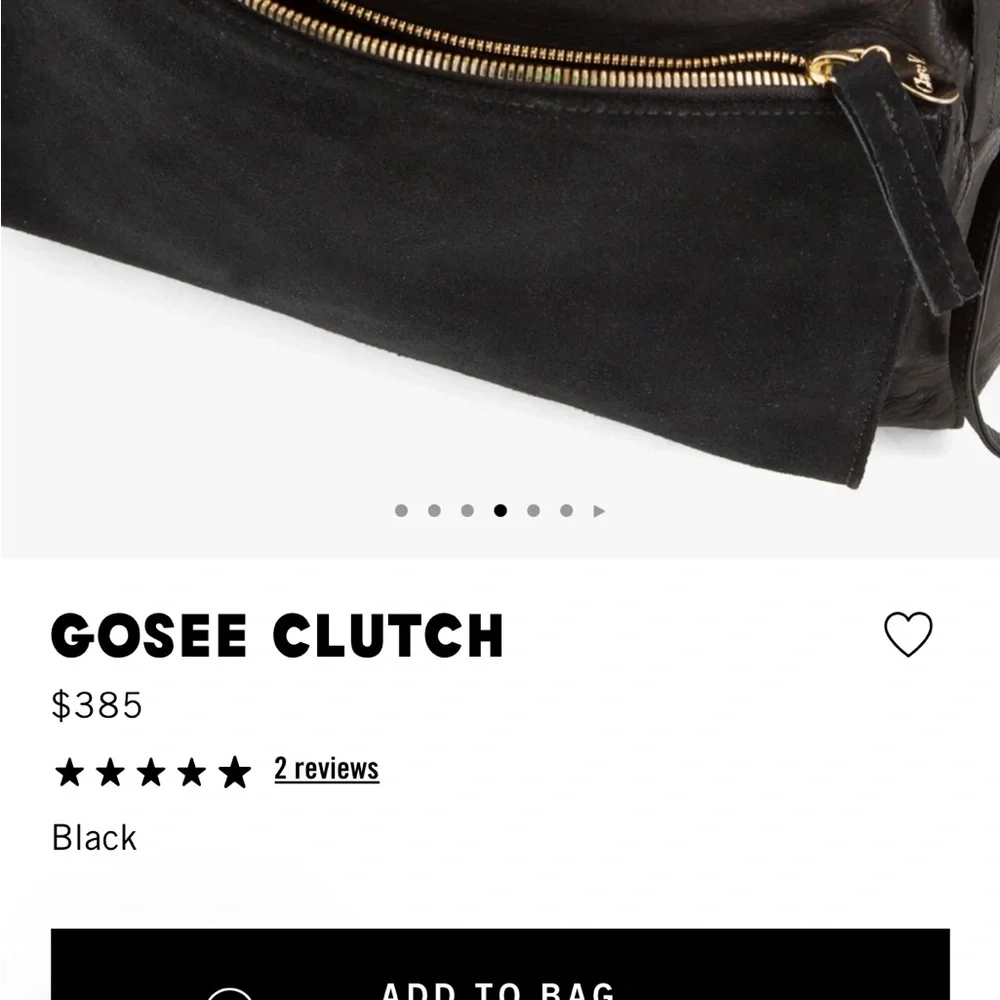 Clare V Black Leather and Suede  gosee clutch Crossbody Bag - Picture 3 of 7